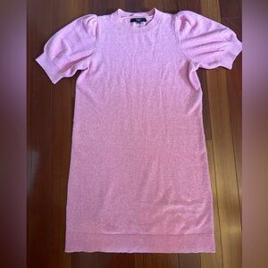 2XL Pink sweater dress 1980s sweater dress revival puffed sleeves soft fabric